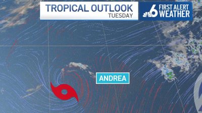 Tropical Storm Andrea develops in the northern Atlantic
