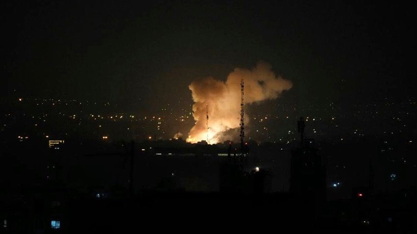 Smoke rises after an explosion in Tehran, Iran