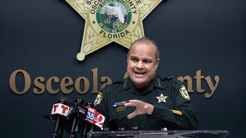 Osceola County Sheriff Marcos Lopez talks during a Wednesday, Jan. 3, 2023, news conference about the grand jury decision not to indict two Osceola County deputy sheriffs in the death of Jayden Baez, the 20-year-old gunned down in a Target parking lot as deputies tried to stop an alleged shoplifting. (Willie J. Allen Jr./Orlando Sentinel/Tribune News Service via Getty Images)
