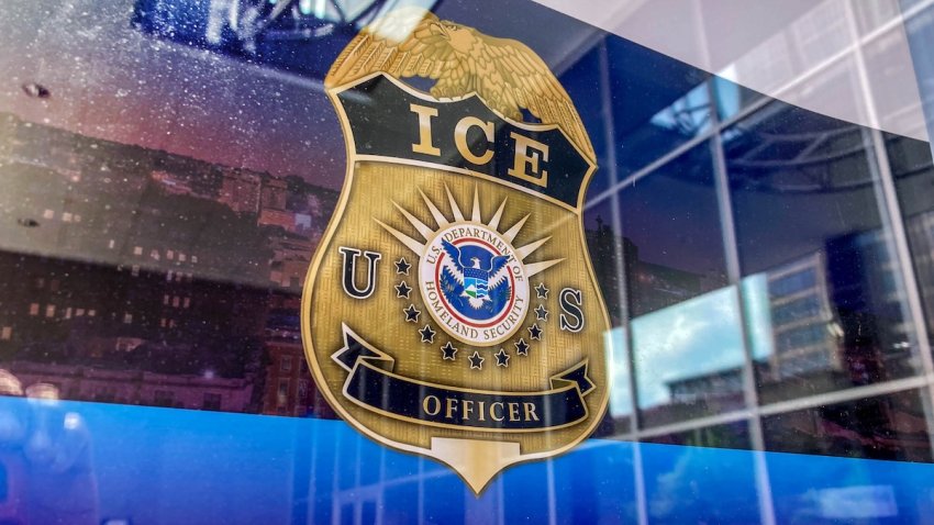 File – U.S. Immigration and Customs Enforcement badge.