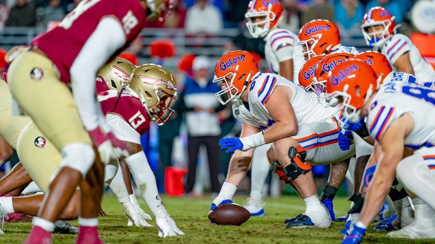 TALLAHASSEE, FL – NOVEMBER 30: Florida State Seminoles and Florida Gators line up during a college football game between the Florida Gators and the Florida State Seminoles  on November 30th, 2024 at Doak Campbell Stadium in Tallahassee, FL. (Photo by Chris Leduc/Icon Sportswire via Getty Images)