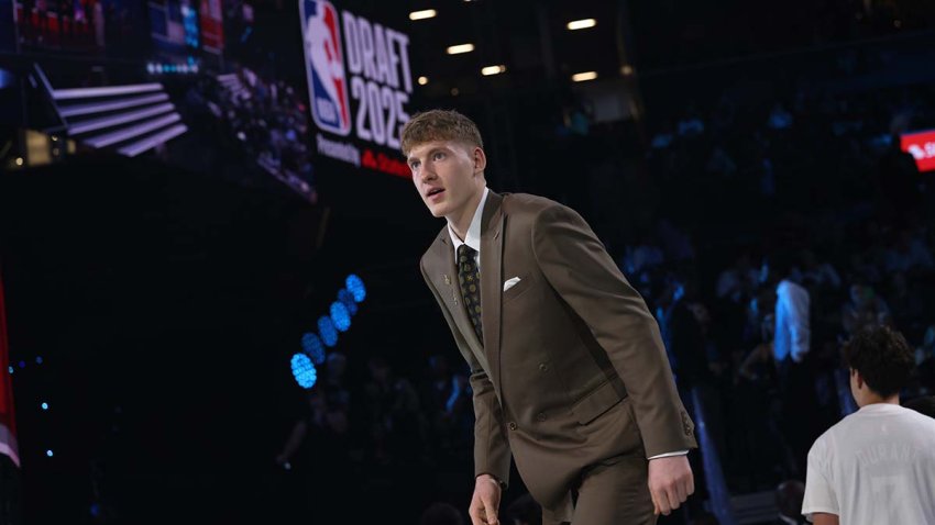 BROOKLYN, NY – JUNE 25: Kasparas Jakucionis looks on during the 2025 NBA Draft – Round One on June 25, 2025 at Barclays Center in Brooklyn, New York. NOTE TO USER: User expressly acknowledges and agrees that, by downloading and or using this photograph, User is consenting to the terms and conditions of the Getty Images License Agreement. Mandatory Copyright Notice: Copyright 2025 NBAE (Photo by /NBAE via Getty Images)