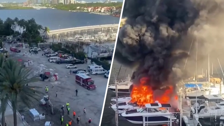 It was around 7:28 a.m. when the City of Miami Department of Fire-Rescue responded to multiple calls reporting a boat fire at 3 Grove Isle Drive.