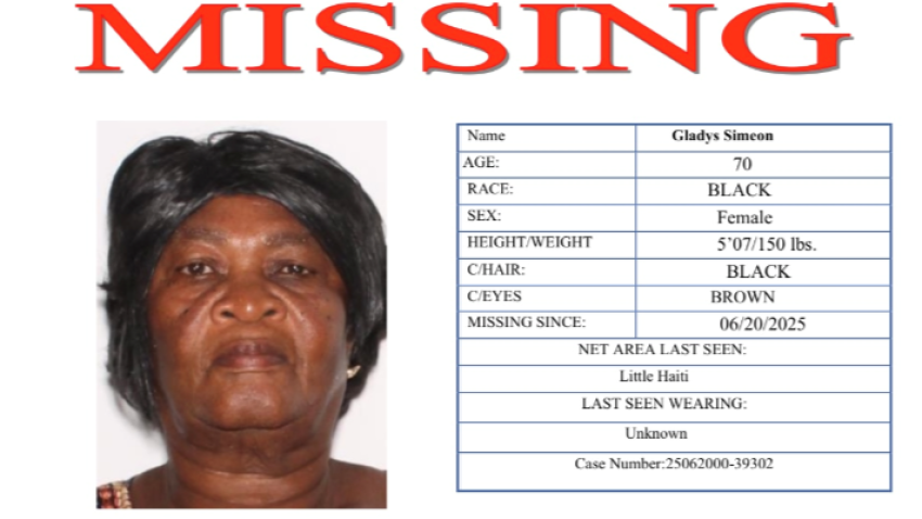 Gladys Simeon is missing from the Little Haiti area.