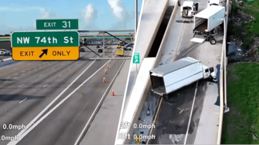 A crash that appeared to involve two trucks closed the off ramp to Northwest 74th Street on Florida’s Turnpike on Wednesday morning.