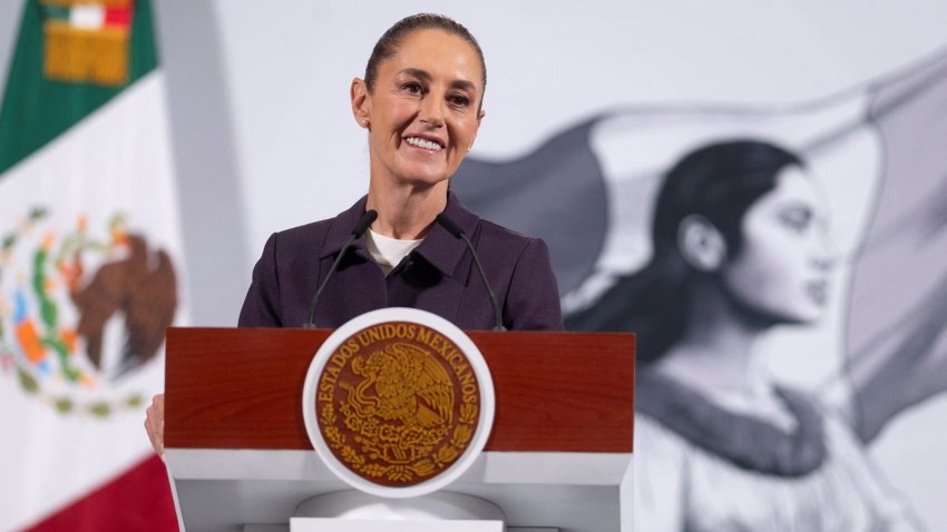 Mexico’s President Claudia Sheinbaum holds a morning press conference following U.S. announcement of auto industry tariffs in Mexico City, Mexico March 27, 2025.