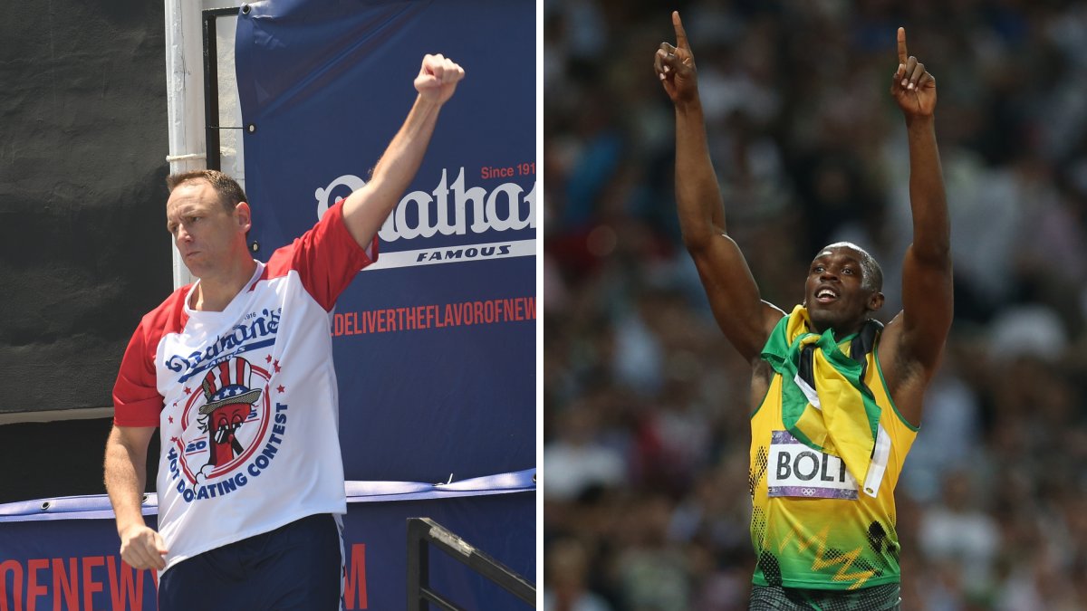 Debate over who would win challenge between Joey Chestnut, Usain Bolt goes viral