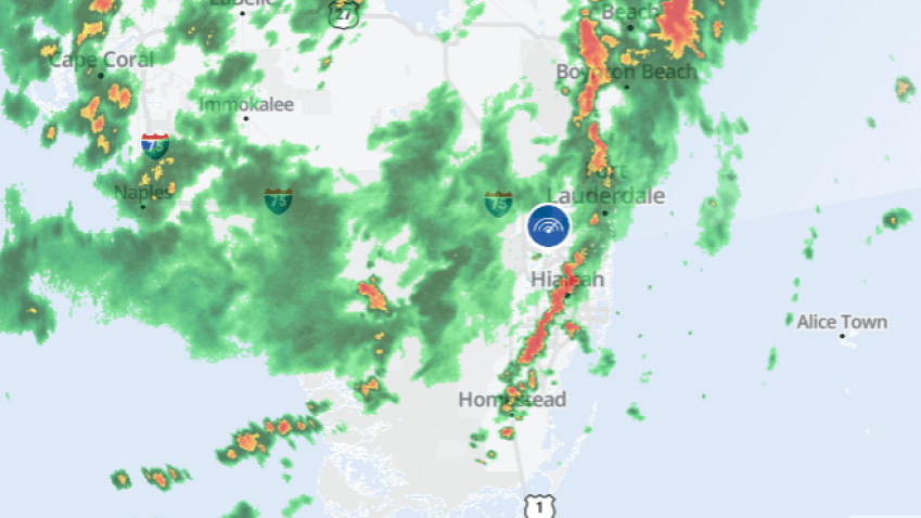A still image of the live radar on July 3, 2025.