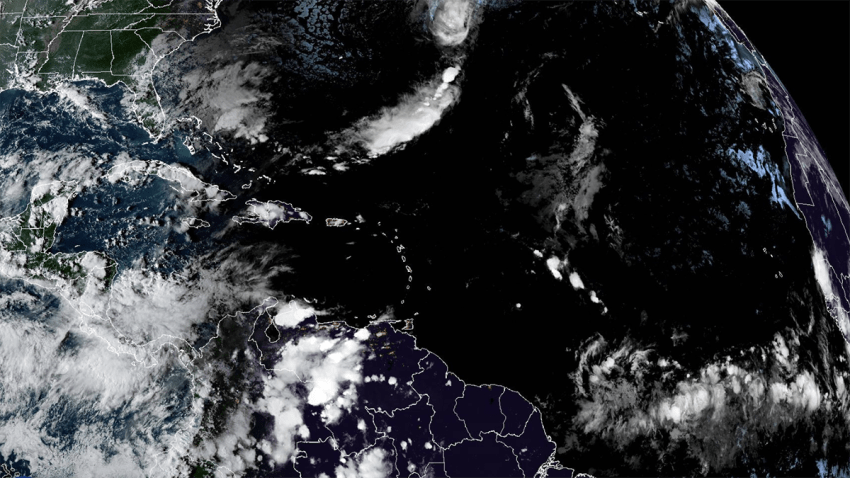A satellite view of the tropics on Oct. 2, 2025.