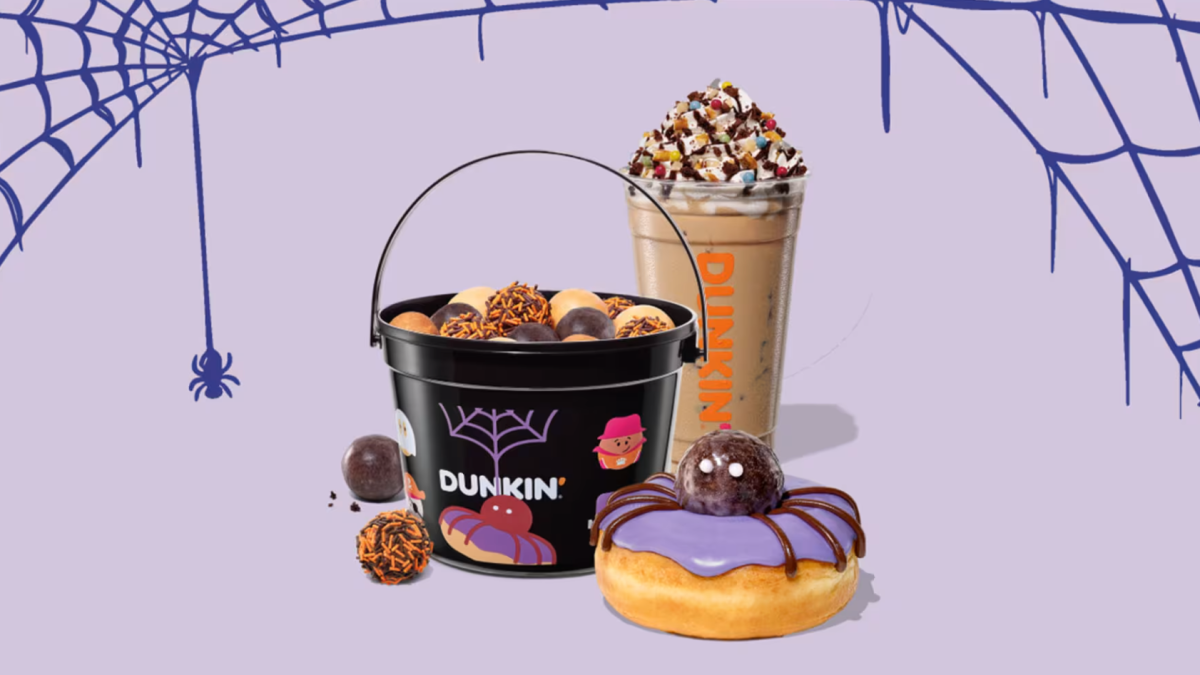 Dunkin’s Halloween menu includes new latte, Munchkins bucket and spider donut