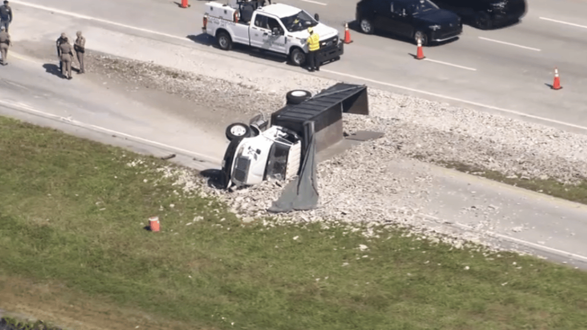 Roofing truck overturns on southbound I-75 at Pines Boulevard – NBC 6 ...