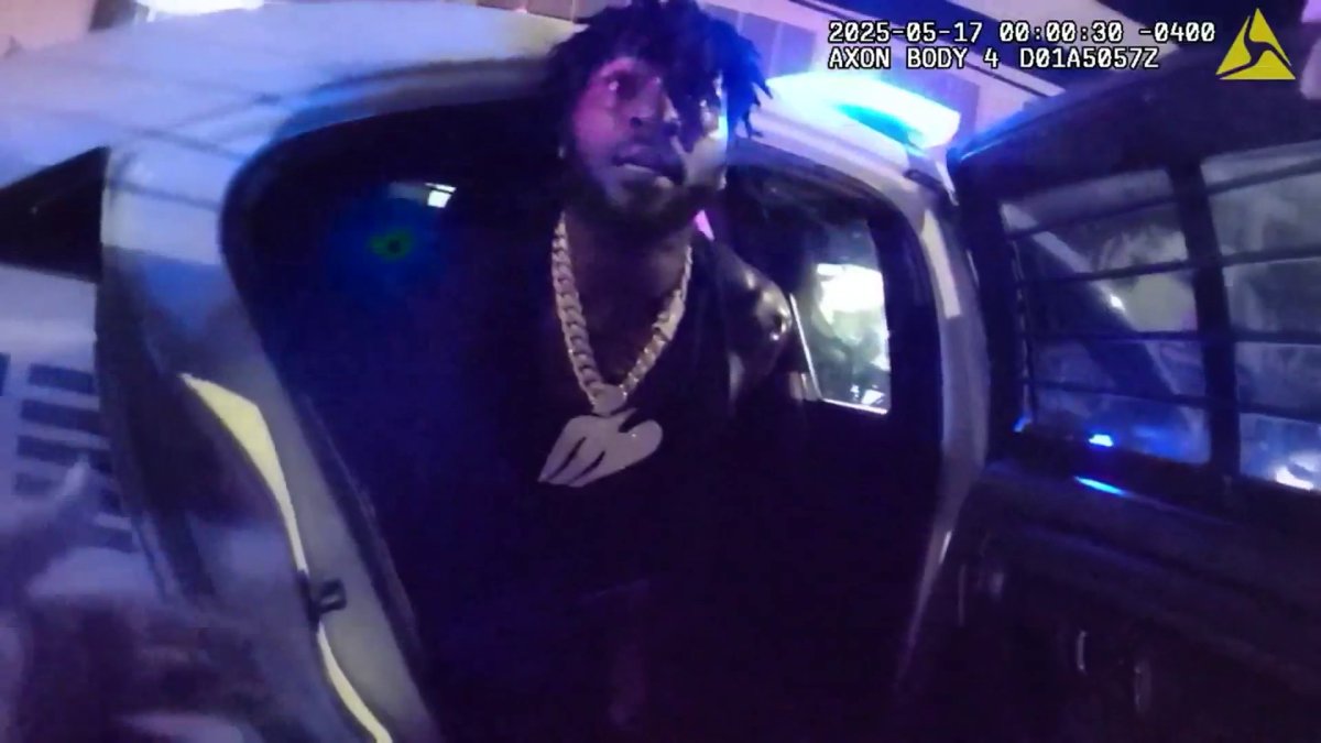 Newly released police body camera video shows the moments former NFL star Antonio Brown was handcuffed and detained after he allegedly fired gunshots following...