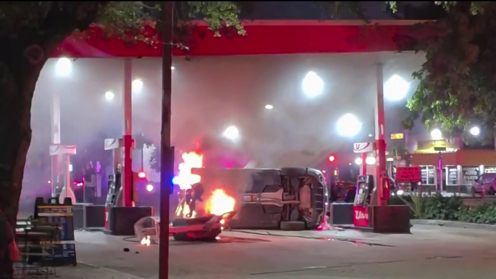 Video shows fiery crash at gas station in Hialeah