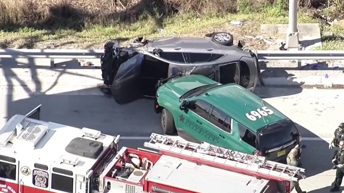 Pursuit after suspect battered deputy ends in crash on I-95 in Pompano Beach: BSO