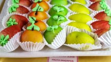 Fruit shaped marzipan gift box for sale in Pasteleria Santo Tome. (Photo by: Jeffrey Greenberg/Universal Images Group via Getty Images)