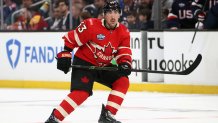 BOSTON, MASSACHUSETTS - FEBRUARY 20: Brad Marchand #63 of Team Canada skates against Team United States in the NHL 4 Nations Face-Off Championship Game at TD Garden on February 20, 2025 in Boston, Massachusetts. (Photo by Bruce Bennett/Getty Images)