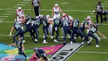 Jason Myers #5 of the Seattle Seahawks kicks a field goal