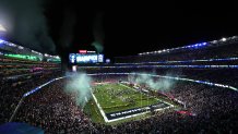 Confetti fills the stadium
