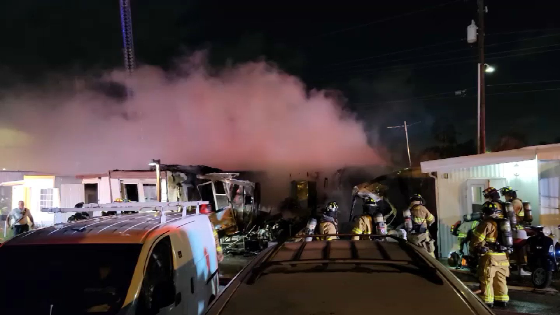 Fire engulfs at least one mobile home in Hallandale Beach