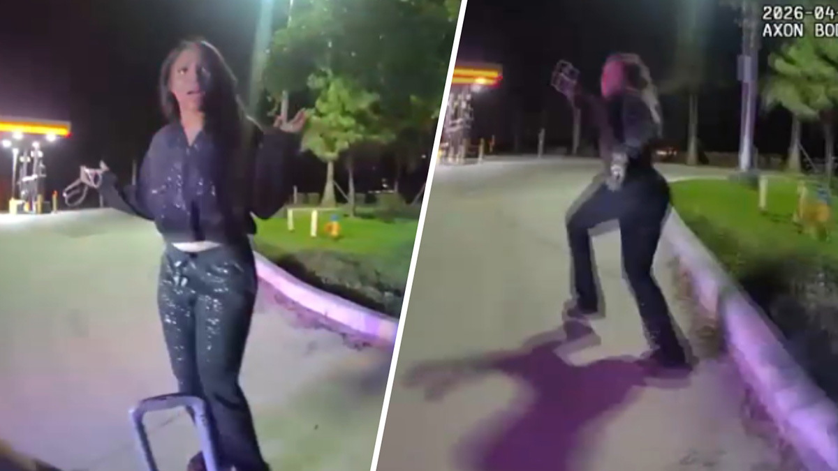 Bodycam shows foot chase of dancer accused of attacking strip club manager with pole