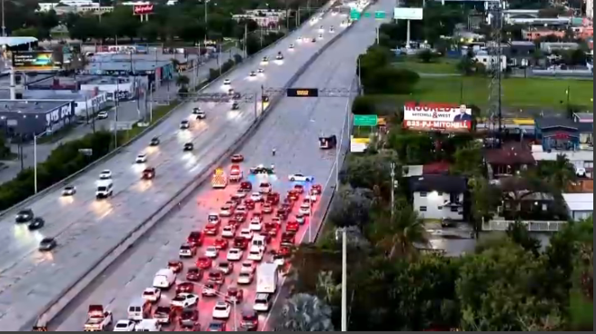 Disabled vehicle blocks lanes on I-95 southbound at I-195, FHP says