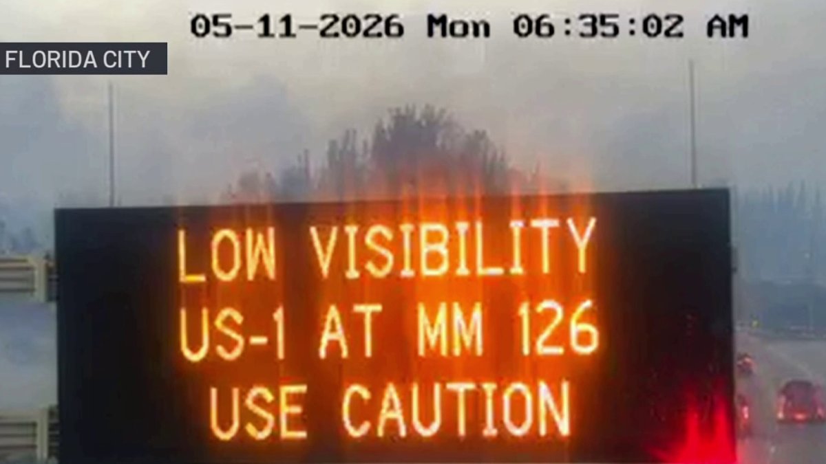 Wildfire in Florida City causes low visibility on U.S. 1, officials say