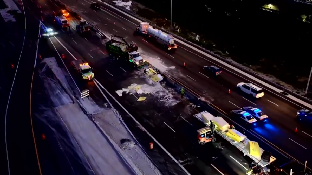 Sawgrass Expressway crash causes major drywall spill, closes SB lanes, FHP say...