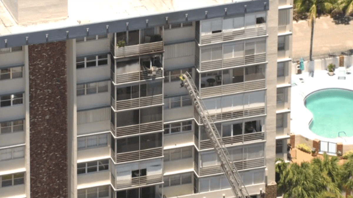 Person hospitalized after fire breaks out at North Miami Beach apartment building