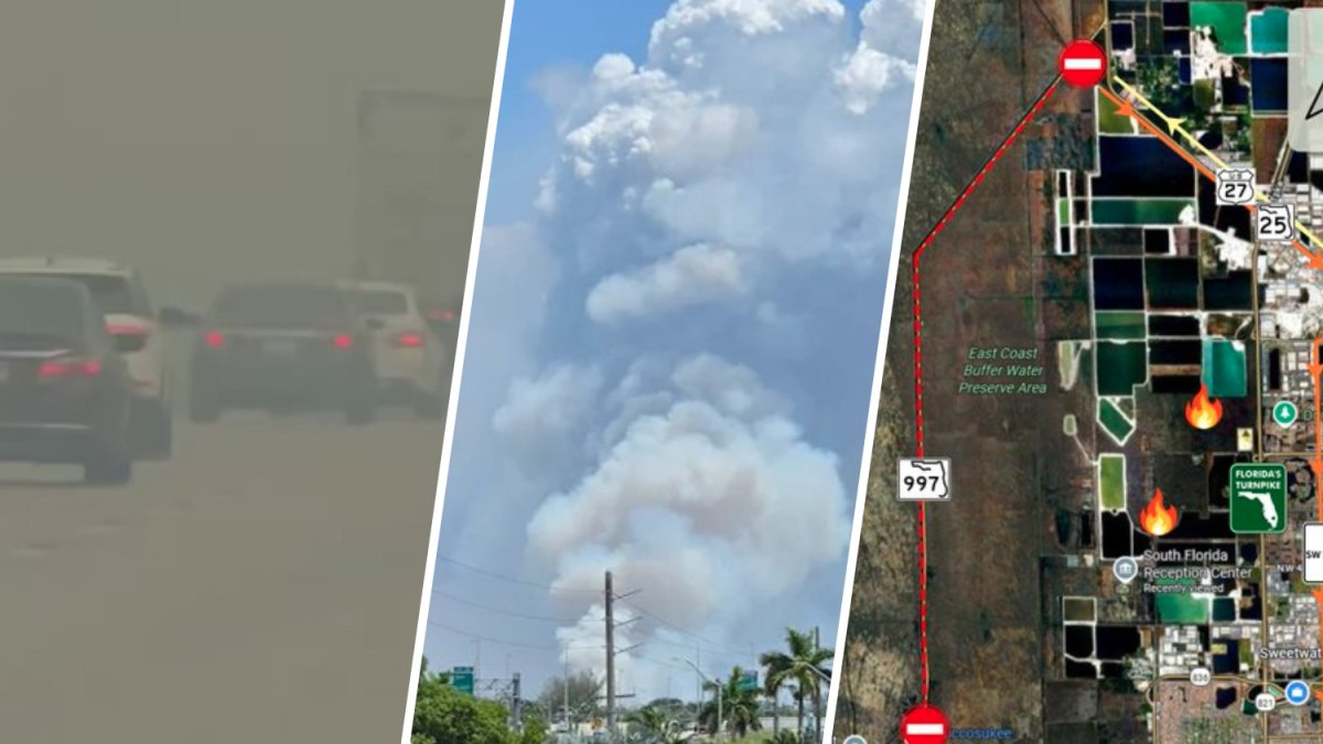 Fires burn combined 16,000 acres in Miami-Dade; heat index could hit 110 degrees