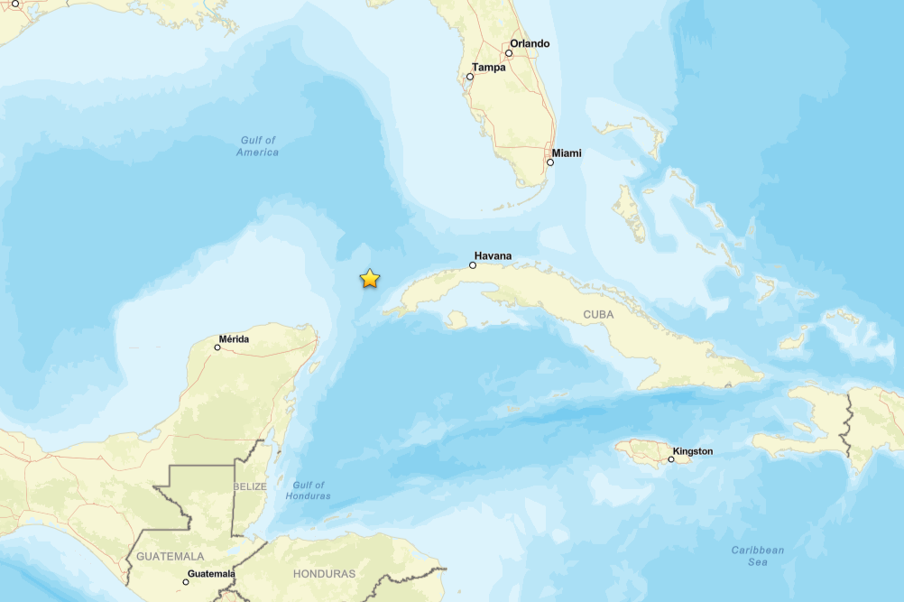 Strong earthquake off northwest Cuba reportedly felt in Florida