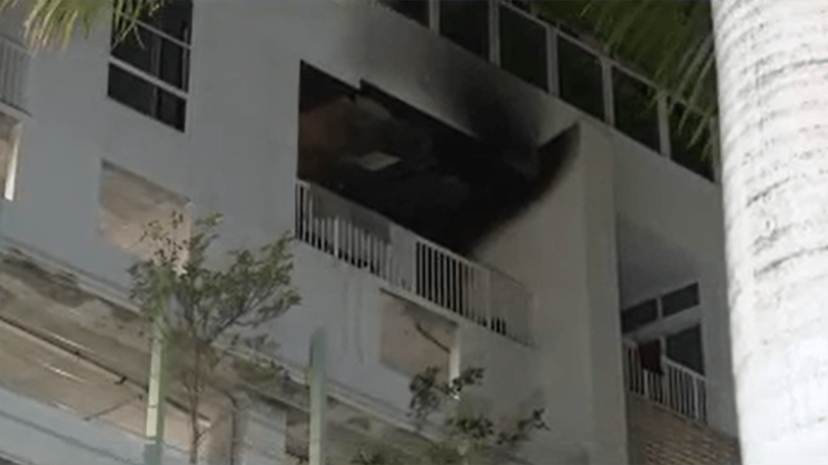 Crews battle fire on balcony at high-rise building in Edgewater