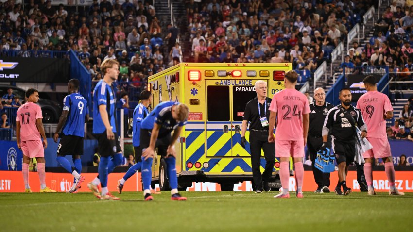 An ambulance carrying German Berterame #19 of Inter Miami.