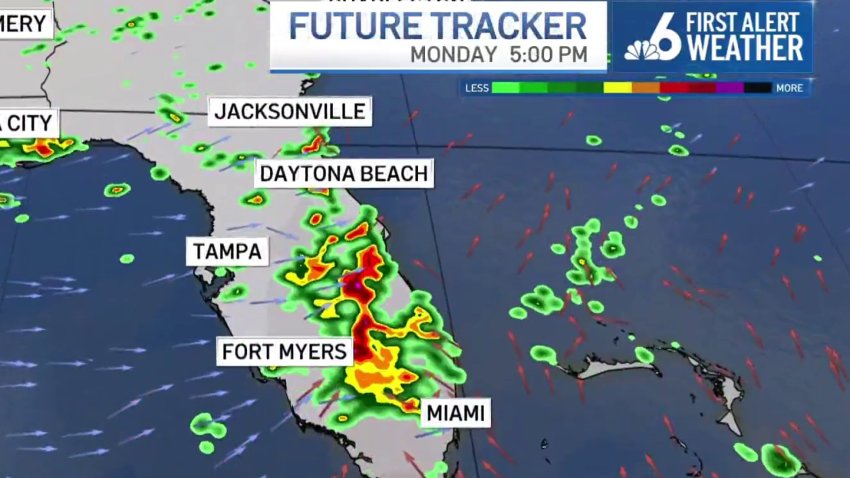 The forecast for Monday, July 6 at 5 p.m.