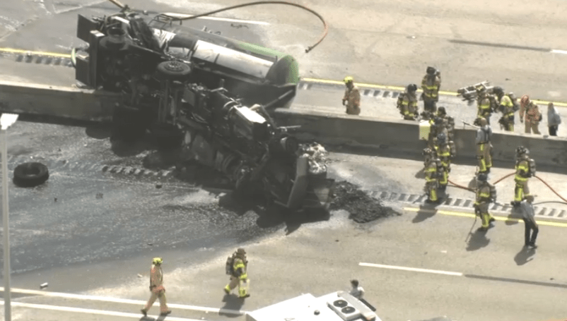 Driver killed, Turnpike completely shut down after fiery tanker truck crash at Bird Road