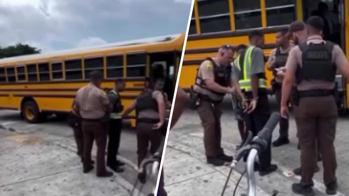 Video shows arrest of man accused of driving unregistered school bus in Miami-Dade