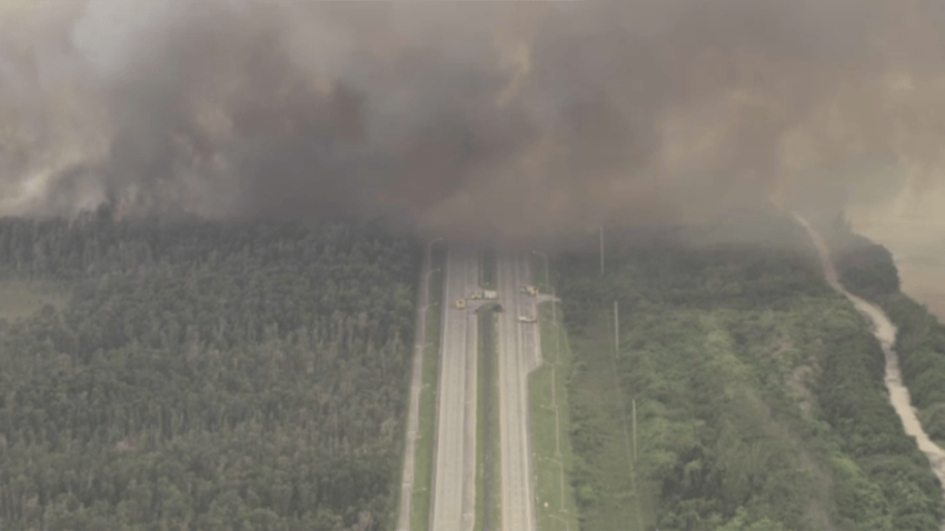 A portion of Krome Avenue was closed on Aug. 14, 2026, due to nearby brush fires.