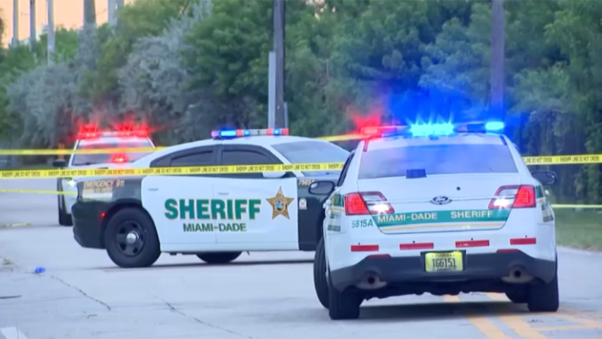 Authorities are searching for a suspect after a crash involving electric scooters led to a fatal shooting in northwest Miami-Dade on Sunday, authorities said.