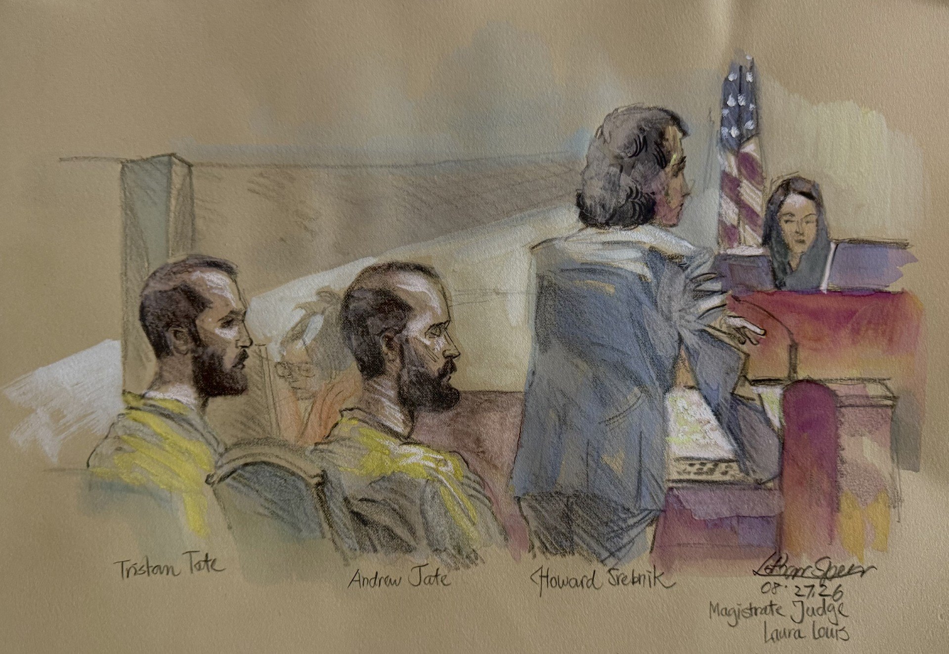 Shackled Tate brothers take stand in court asking to be released from jail during extradition fight