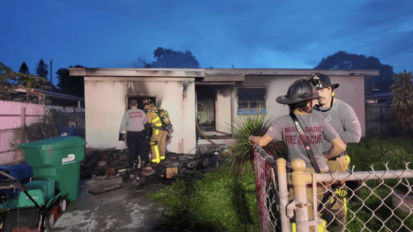 A person was rushed to the hospital after firefighters rescued them from a northwest Miami-Dade home that went up in flames early Thursday, officials said.