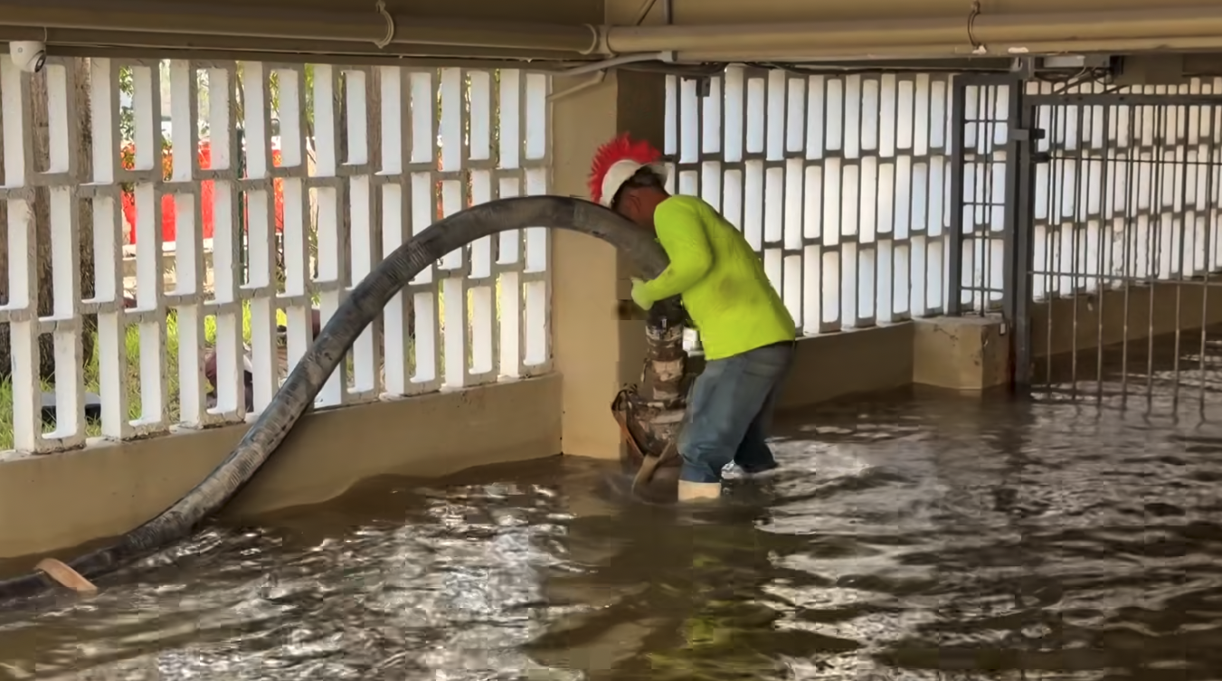 King-tide flooding affecting a Miami Beach residential building
