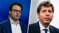 Dario Amodei, co-founder and chief executive officer of Anthropic (left); Sam Altman, chief executive officer and co-founder of OpenAI Inc.