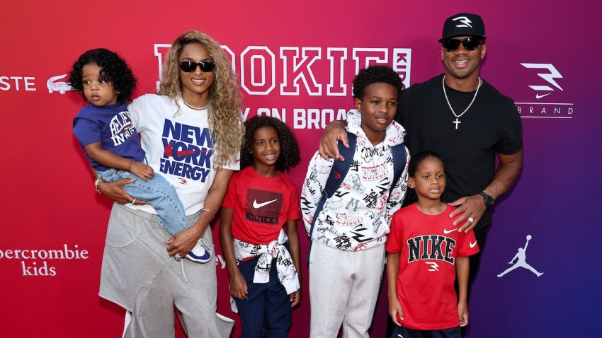 (L-R) Ciara, Sienna Princess Wilson, Future Zahir Wilburn, Win Harrison Wilson and Russell Wilson attend the Haddad Fashion Show at Macy's Herald Square on September 18, 2025 in New York City.