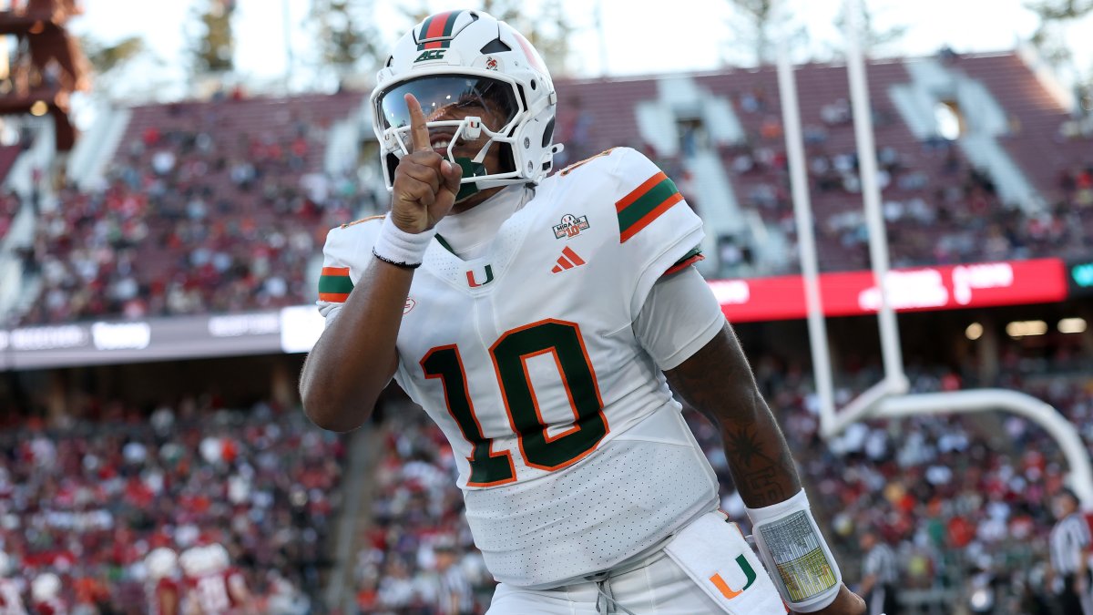 Mensah throws 5 TD passes, Toney sets record in No. 7 Miami's 45-6 win over Stanford