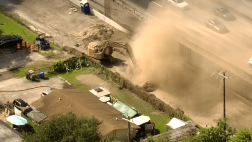 Crews were responding to a major gas leak after an excavator struck a gas line in Hollywood on Friday, officials said.