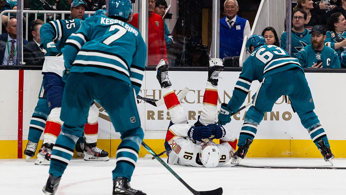 Aleksander Barkov of the Florida Panthers during a game against the San Jose Sharks.