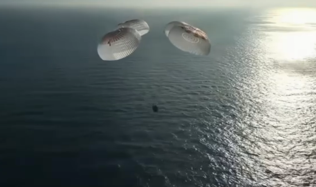 A SpaceX capsule splashes down off California Oct. 8, 2026.