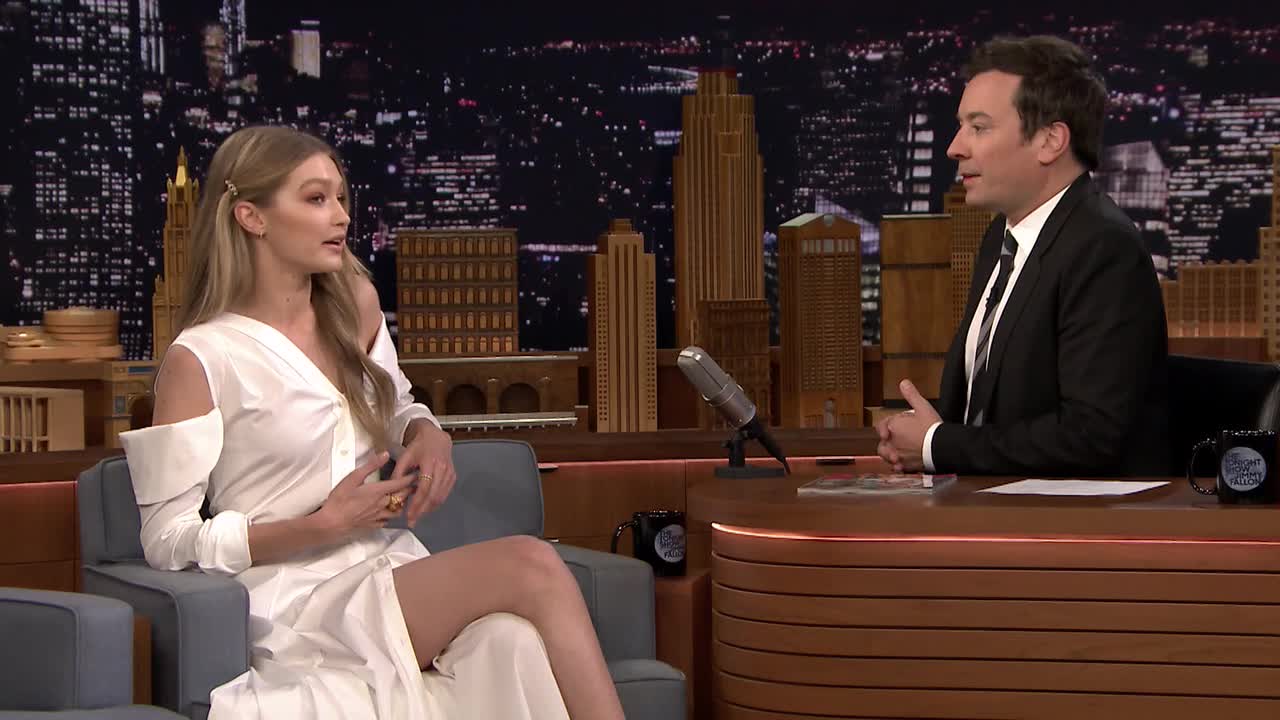 Tonight Gigi Hadid Gives Jimmy Fallon One Of A Kind Shoes