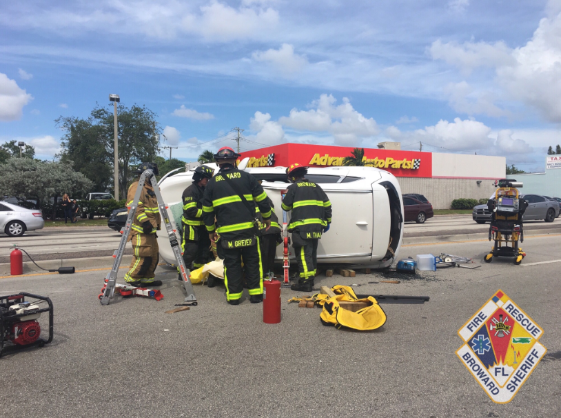 Woman Freed After Rollover Crash in Broward Traps Her In SUV