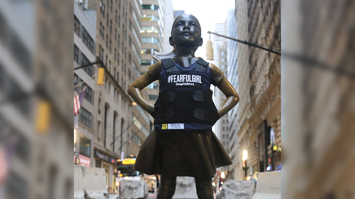'Fearless Girl' Becomes #FearfulGirl To Protest Gun Violence