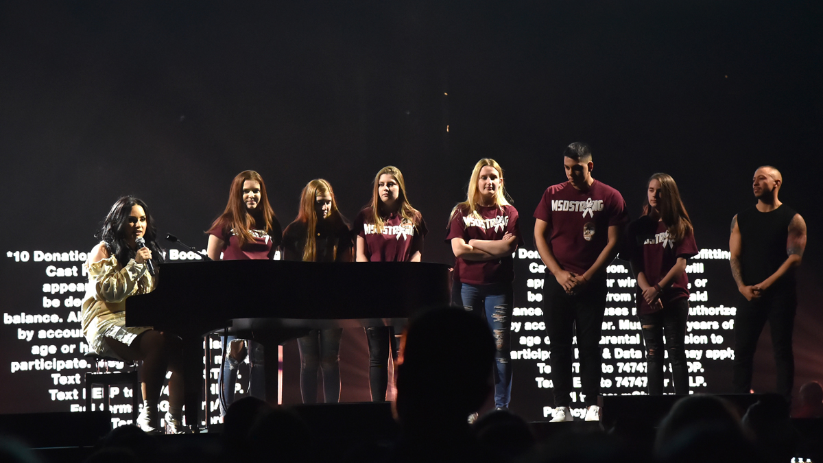 Demi Lovato Brings Parkland Students Onstage at Concert
